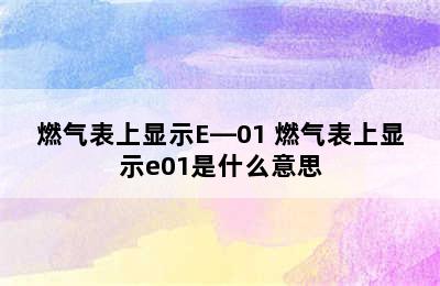 燃气表上显示E—01 燃气表上显示e01是什么意思